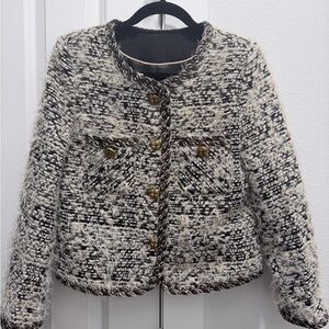 Chic Tweed Jacket - Black and Cream